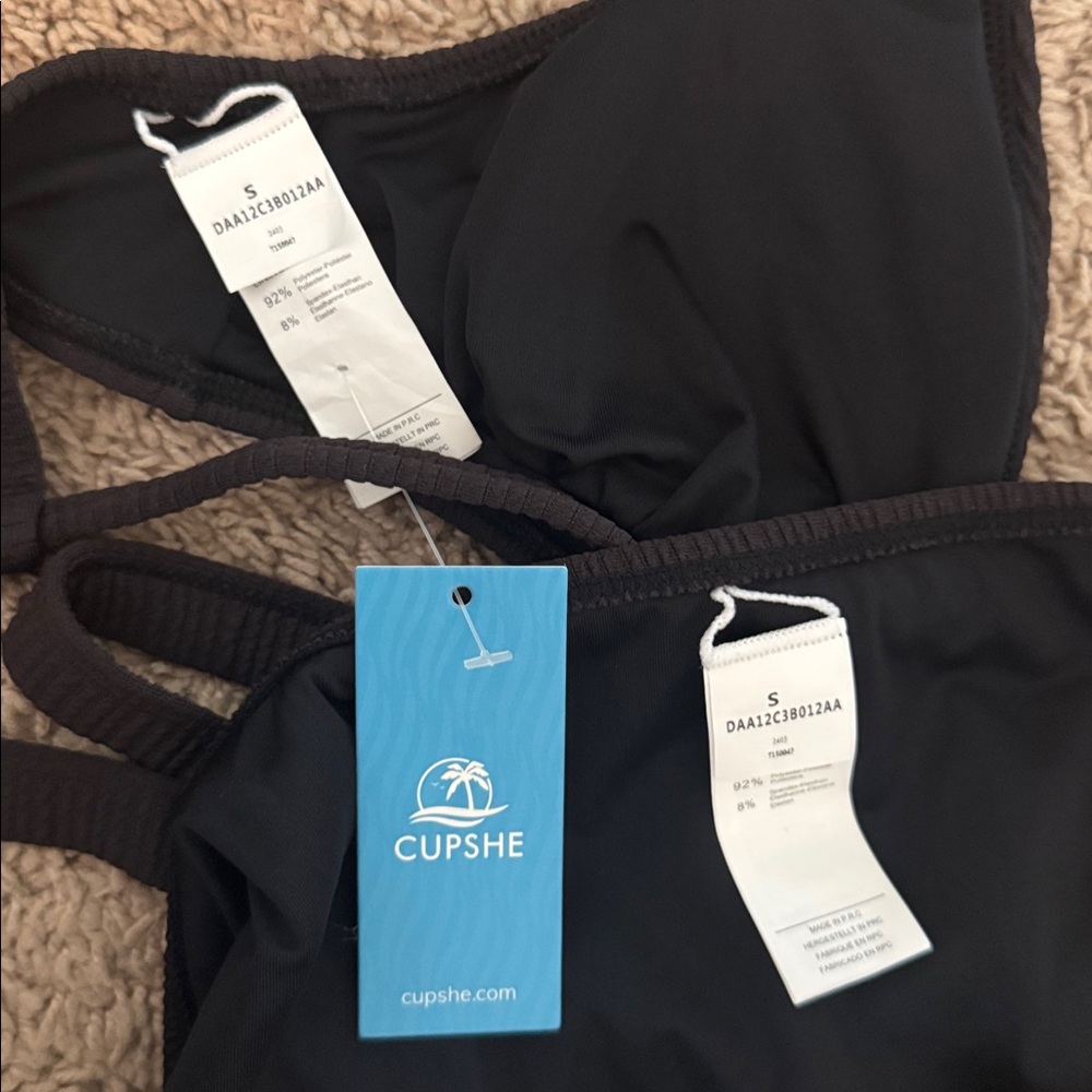 Cupshe Chocolate Brown Ribbed Bikini size S NWT - Picture 8 of 8